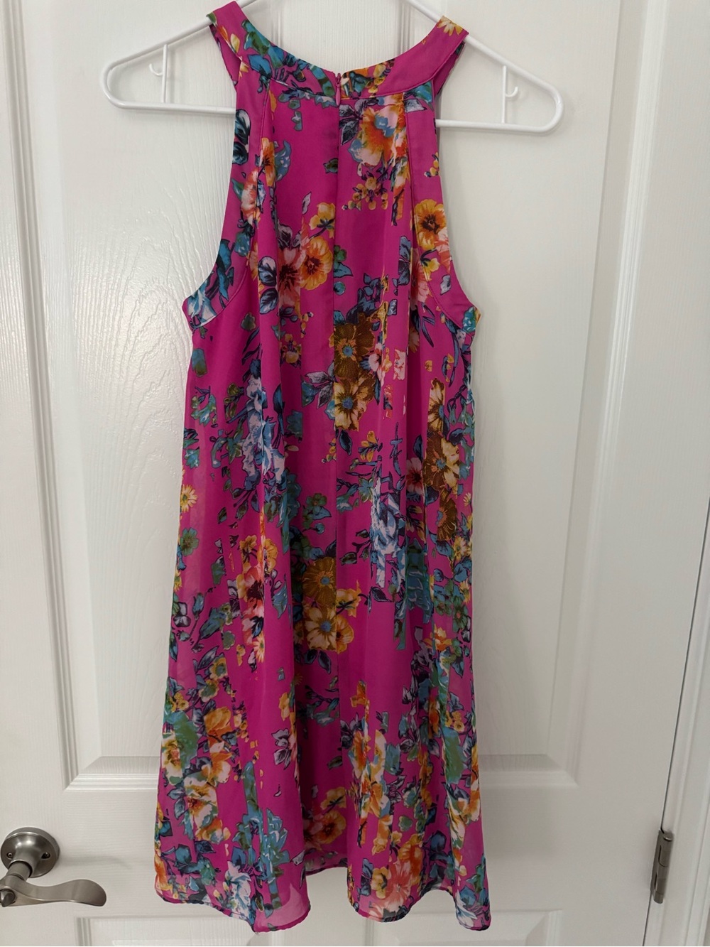 Betsey Johnson Pink Floral Chiffon Halter Dress Size 0 - Picture 4 of 12